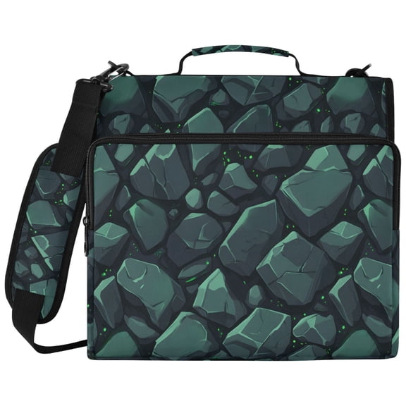 ALAZA Zipper Binder Green Texture Stone Pattern 2 inch 3 Ring 500 Sheet Capacity Trapper Keeper File Folder Organizer Bag
