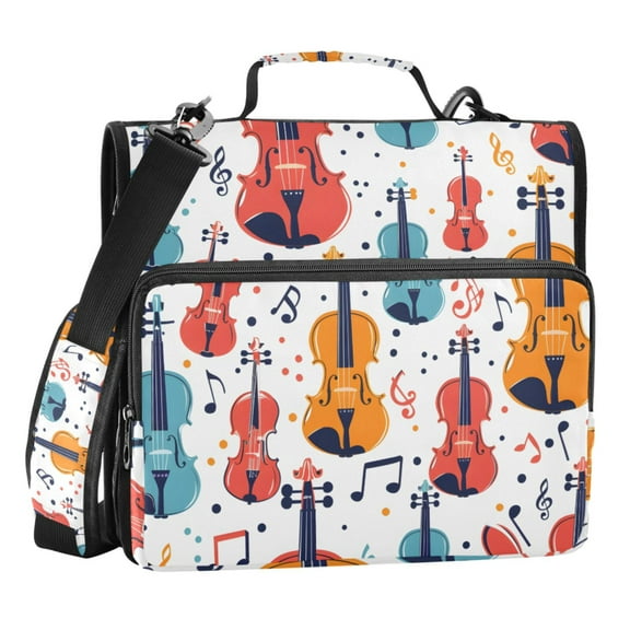 ALAZA Zipper Binder Guitar Music Notes 3 Ring Trapper Keeper File Folder Organizer Bag