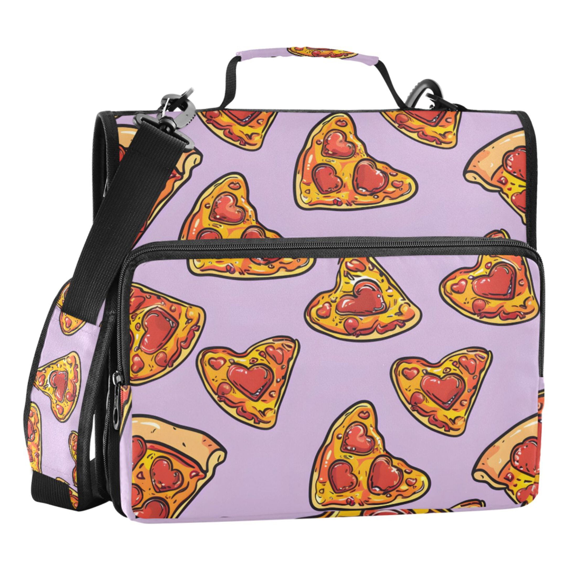 ALAZA Zipper Binder Heart Shaped Pizzas 3 Ring Trapper Keeper File Folder Organizer Bag
