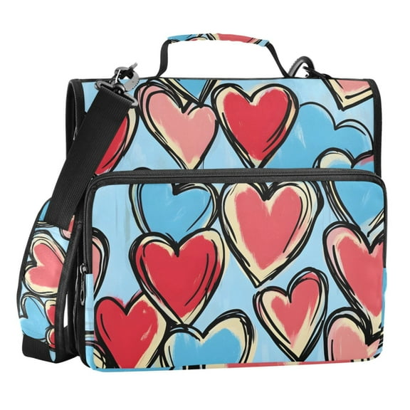 ALAZA Zipper Binder Hearts 3 Ring Trapper Keeper File Folder Organizer Bag