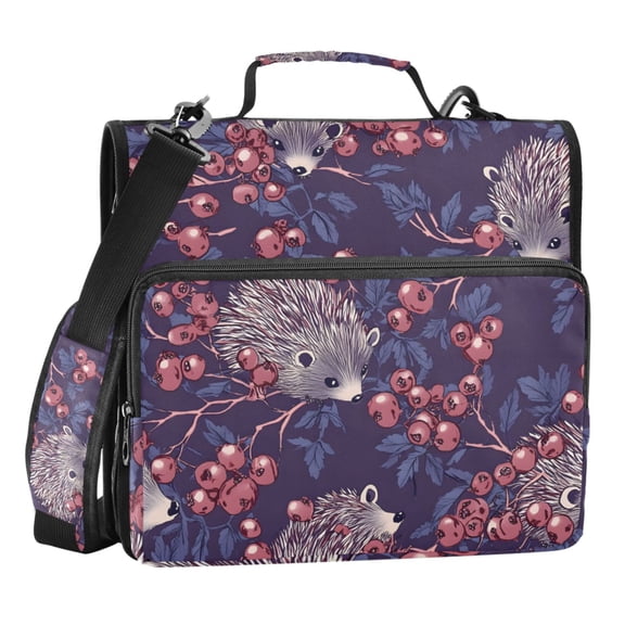 ALAZA Zipper Binder Hedgehog Cherry 3 Ring Trapper Keeper File Folder Organizer Bag