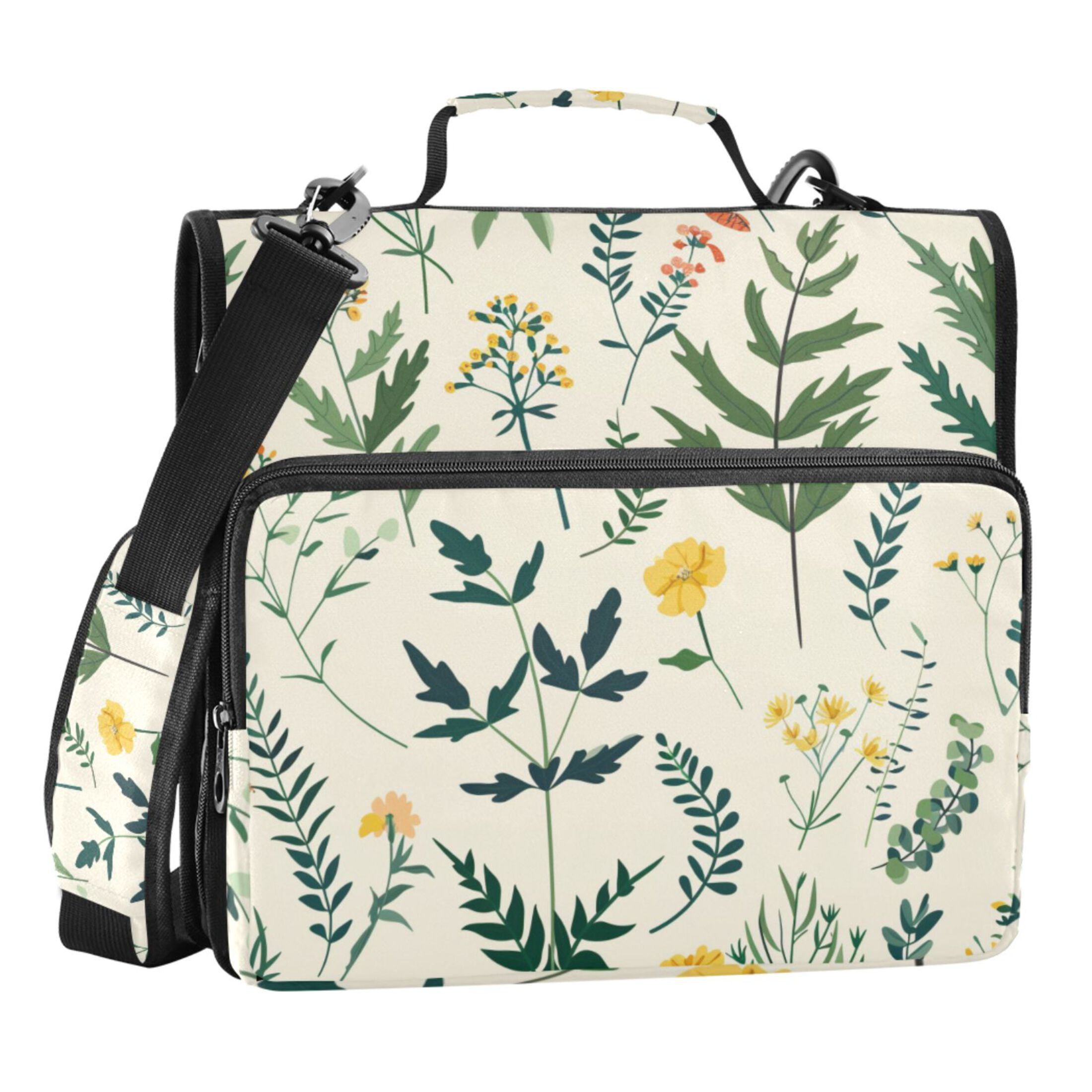 ALAZA Zipper Binder Herb Leaves Plant 3 Ring Trapper Keeper File Folder Organizer Bag
