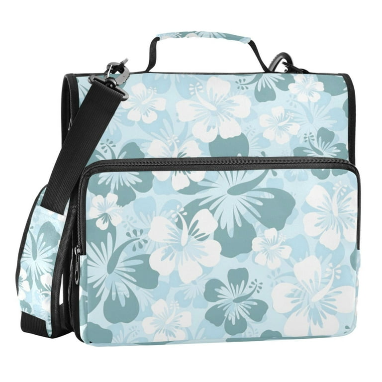 ALAZA Zipper Binder Hibiscus with Blue and White 3 Ring Trapper