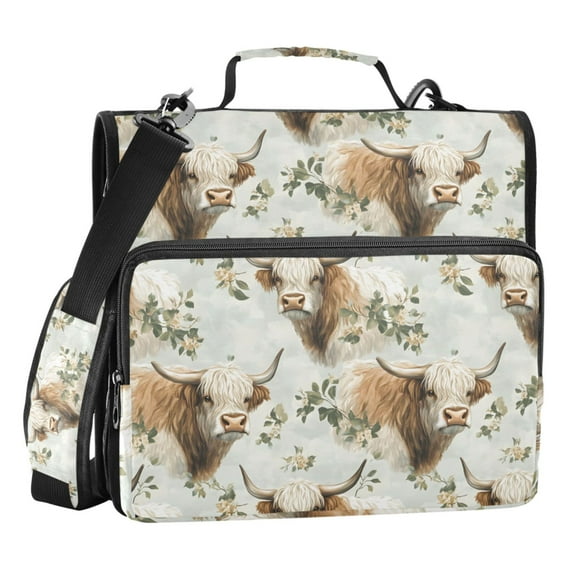 ALAZA Zipper Binder Highland Cattle 3 Ring Trapper Keeper File Folder Organizer Bag