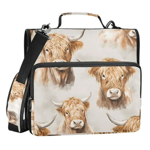 ALAZA Zipper Binder Highland Cattle Flower-w5 3 Ring Trapper Keeper File Folder Organizer Bag