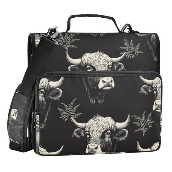 ALAZA Zipper Binder Highland Cattle Leaves-s1 3 Ring Trapper Keeper File Folder Organizer Bag