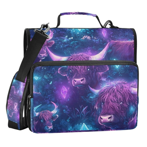 ALAZA Zipper Binder Highland Cattle Texture 3 Ring Trapper Keeper File Folder Organizer Bag