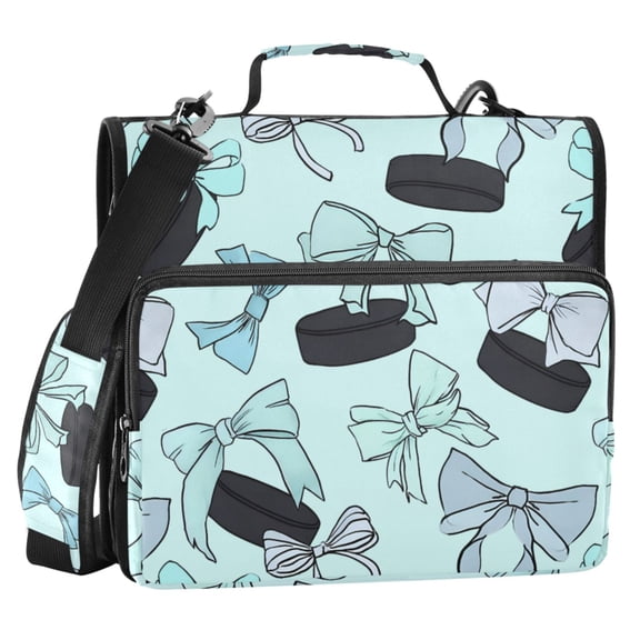 ALAZA Zipper Binder Hockey Pucks and Bows 2 in 3 Ring Trapper Keeper 500 Sheet Capacity File Folder Organizer Bag