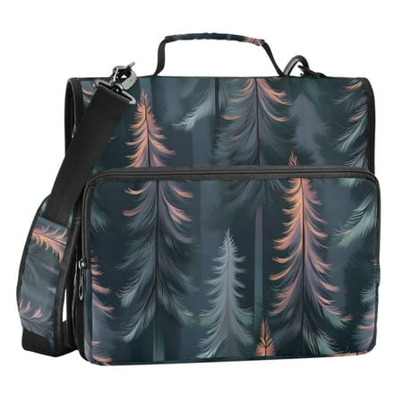 ALAZA Zipper Binder Holographic Forest Pattern 3 Ring Trapper Keeper File Folder Organizer Bag