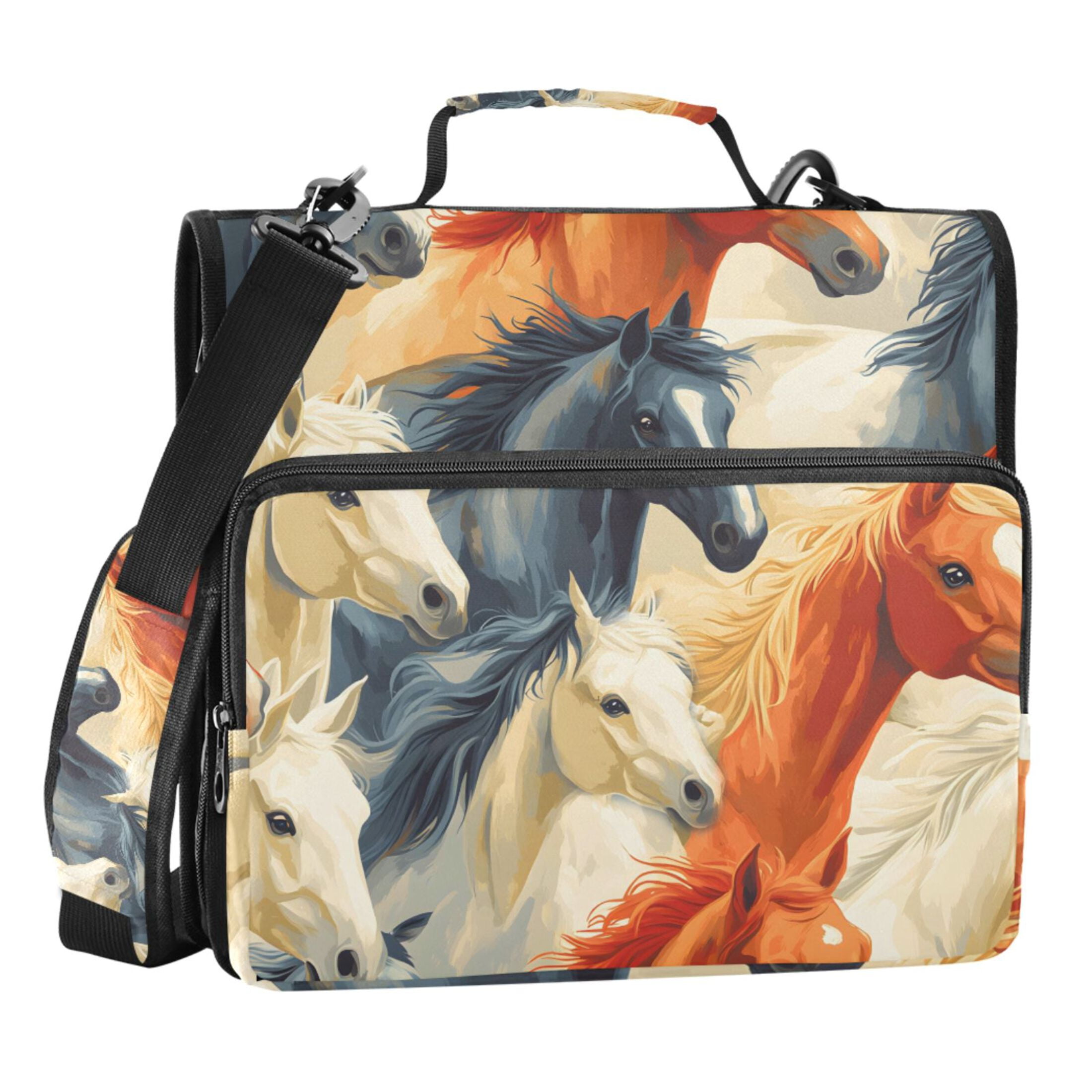 ALAZA Zipper Binder Horses 3 Ring Trapper Keeper File Folder Organizer Bag