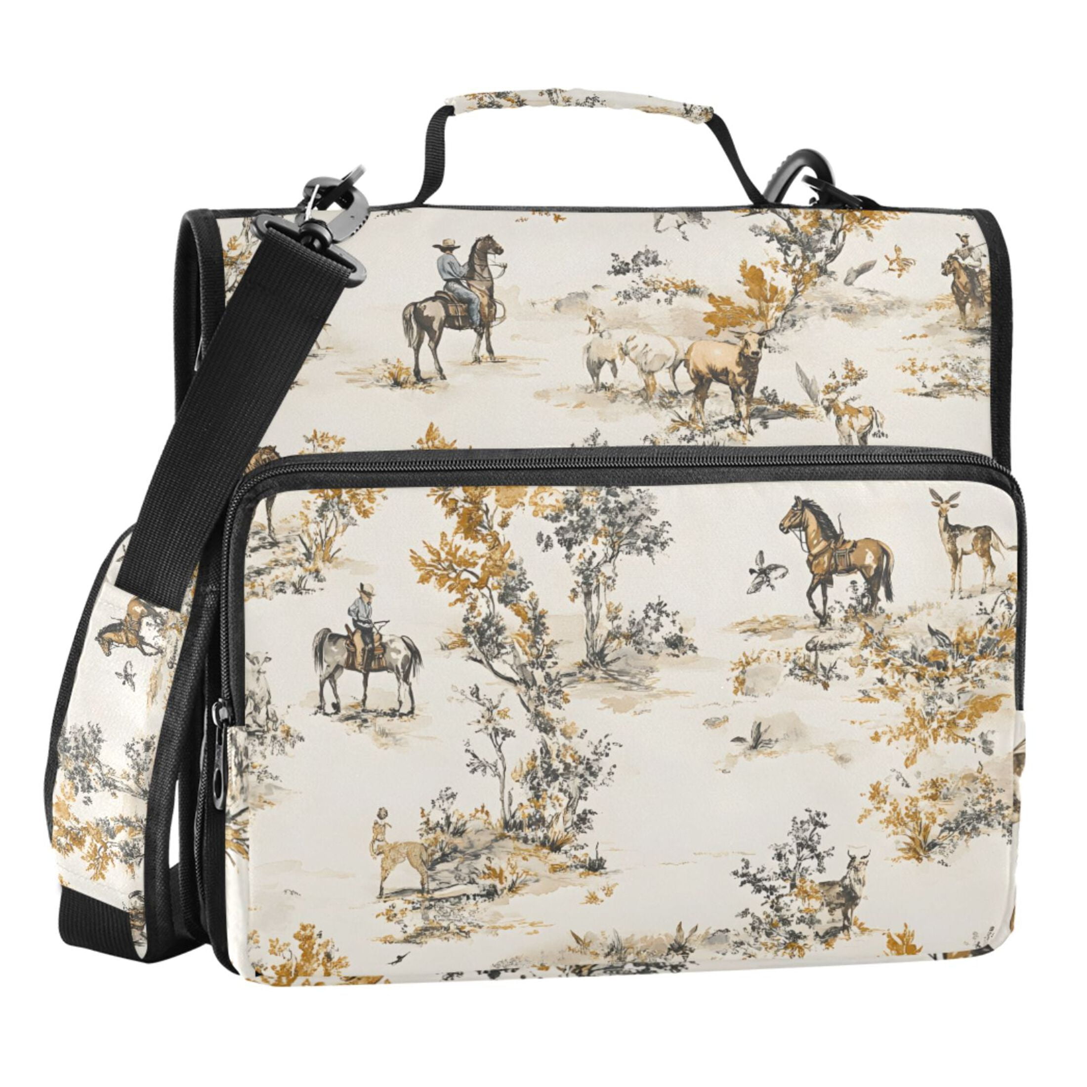 ALAZA Zipper Binder Horses Pattern 3 Ring Trapper Keeper File Folder Organizer Bag