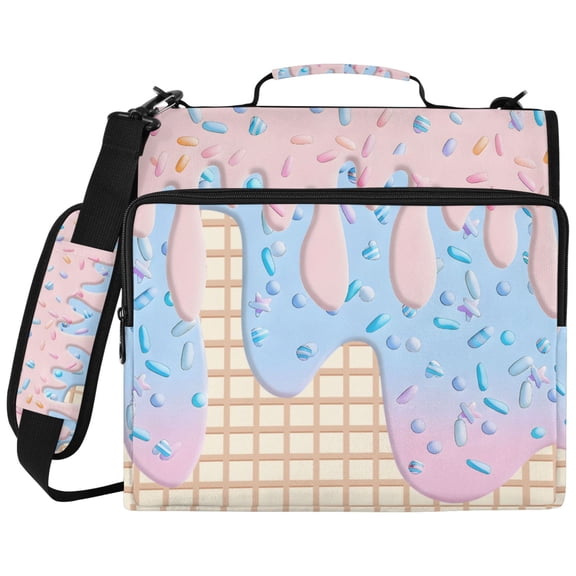 ALAZA Zipper Binder Ice Cream Pink Pattern 2 inch 3 Ring 500 Sheet Capacity Trapper Keeper File Folder Organizer Bag