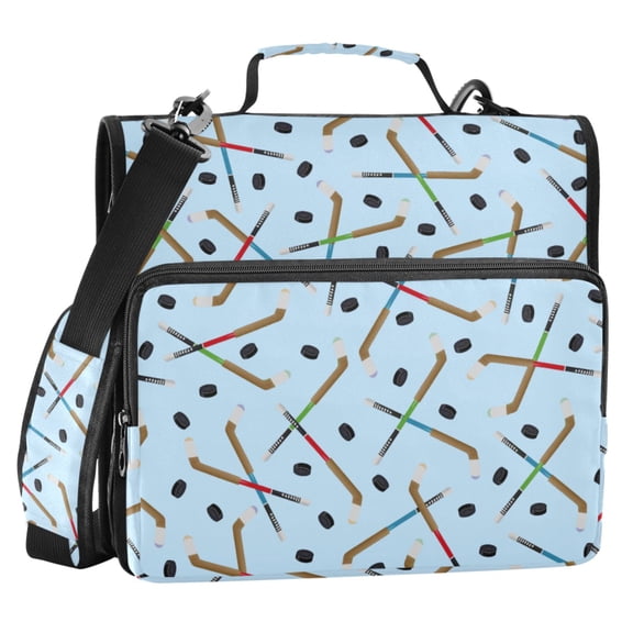 ALAZA Zipper Binder Ice Hockey Stick 2 in 3 Ring Trapper Keeper 500 Sheet Capacity File Folder Organizer Bag
