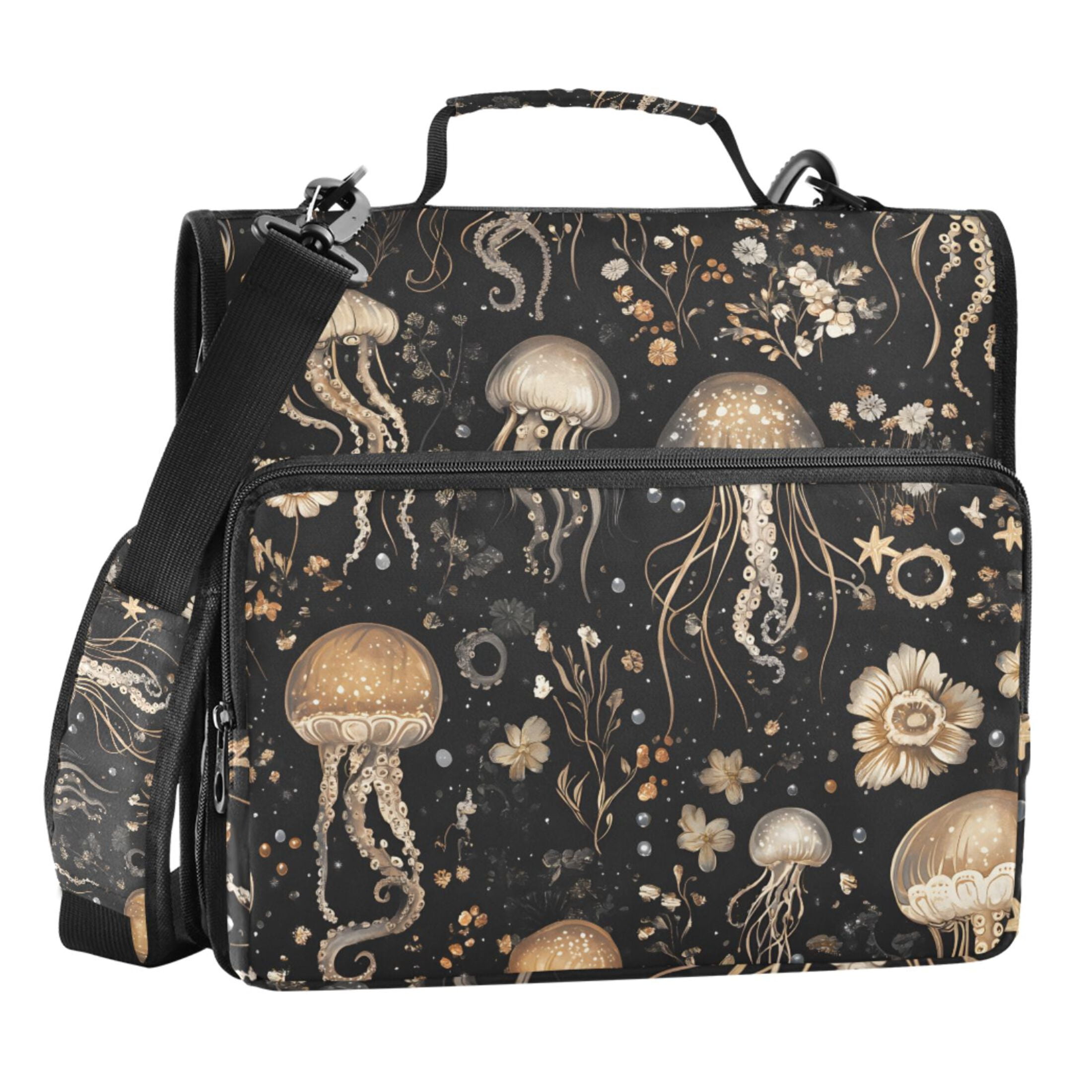 ALAZA Zipper Binder Jellyfish Pattern 3 Ring Trapper Keeper File Folder Organizer Bag