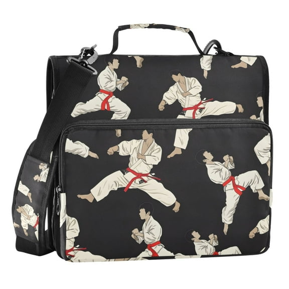 ALAZA Zipper Binder Karate Pattern 3 Ring Trapper Keeper File Folder Organizer Bag