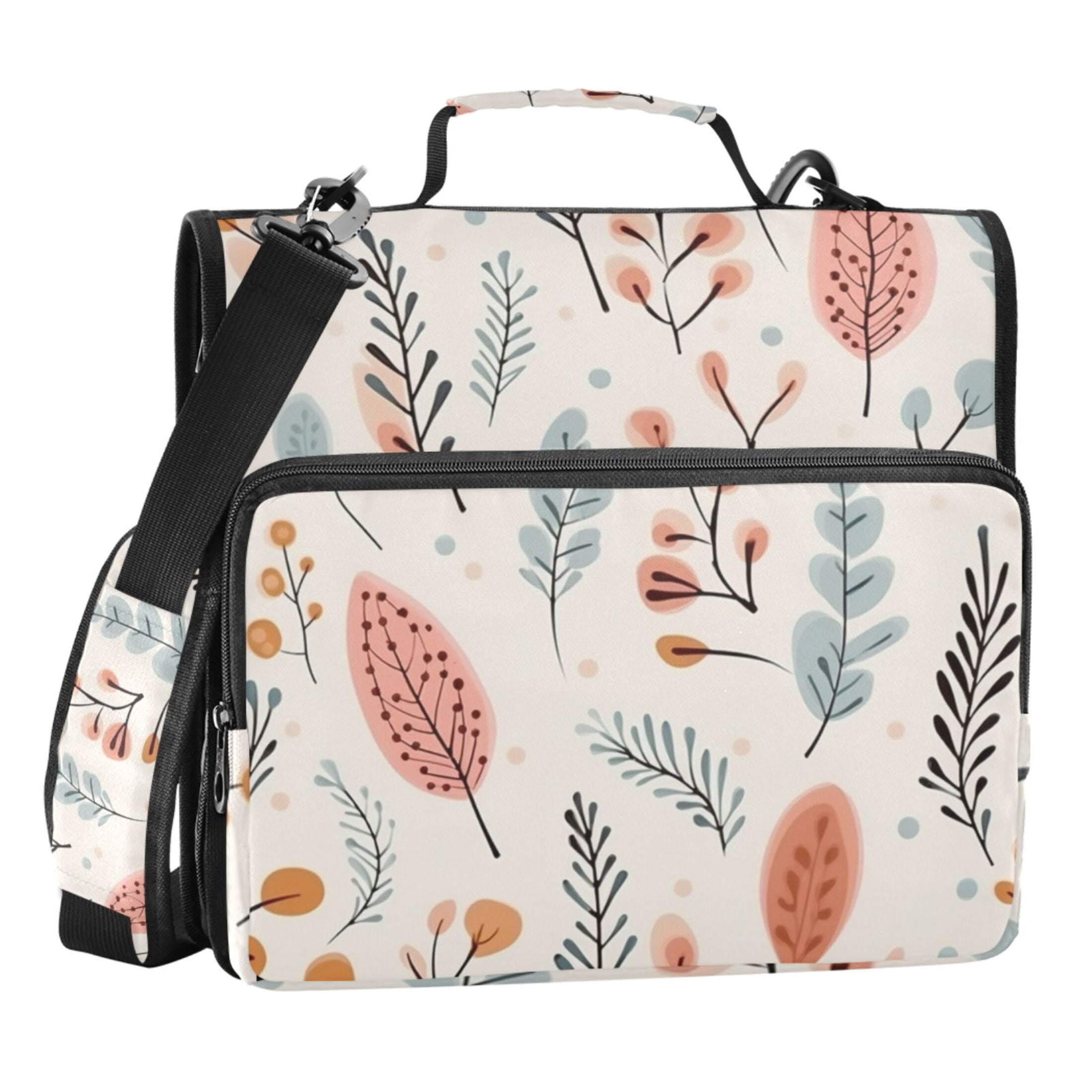 ALAZA Zipper Binder Leaves 3 Ring Trapper Keeper File Folder Organizer Bag