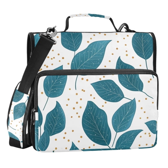 ALAZA Zipper Binder Leaves Polka Dots 3 Ring Trapper Keeper File Folder Organizer Bag