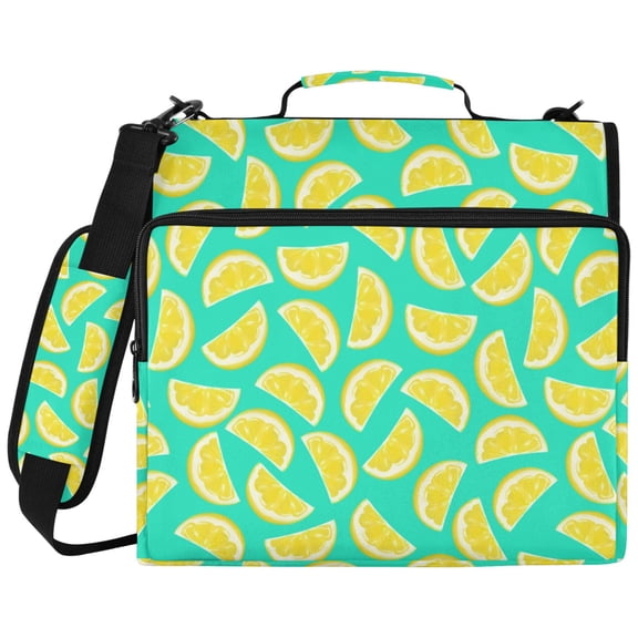 ALAZA Zipper Binder Lemon on Green Pattern 2 inch 3 Ring 500 Sheet Capacity Trapper Keeper File Folder Organizer Bag