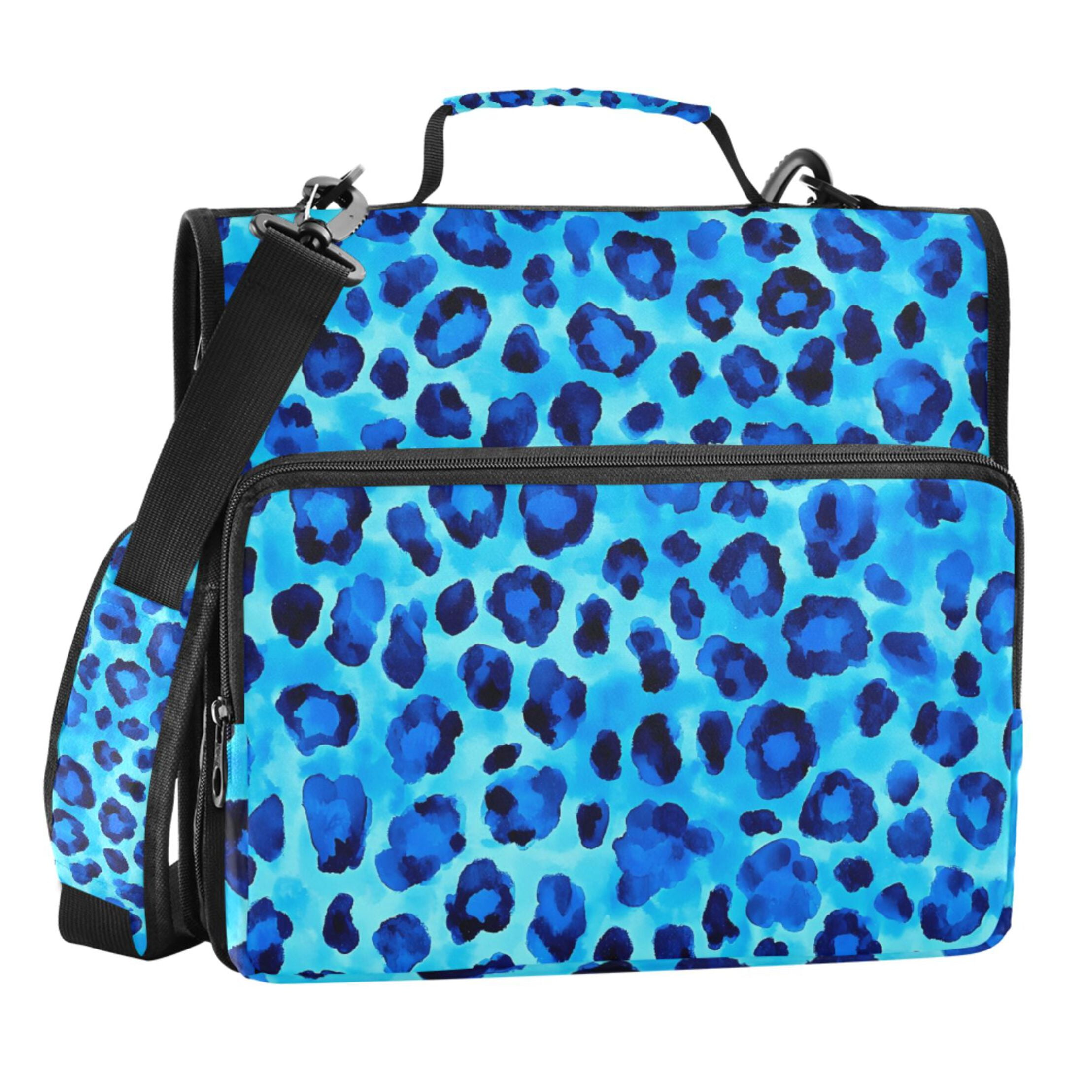 ALAZA Zipper Binder Leopard Blue 3 Ring Trapper Keeper File Folder Organizer Bag