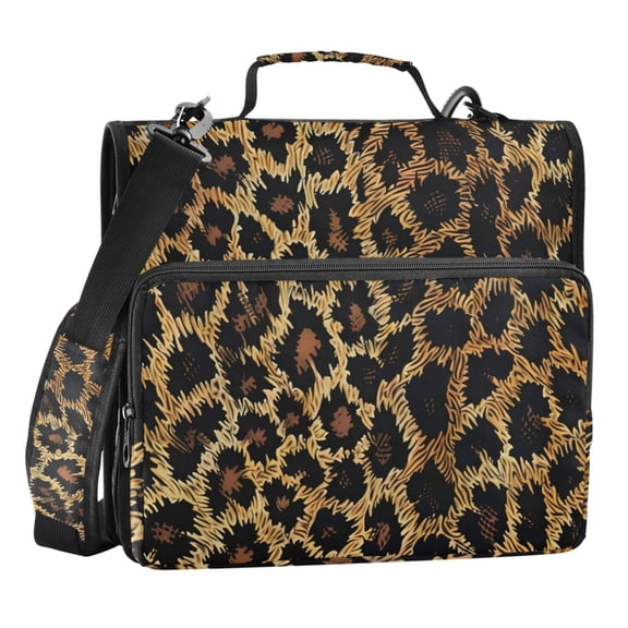 ALAZA Zipper Binder Leopard Pattern 3 Ring Trapper Keeper File Folder Organizer Bag