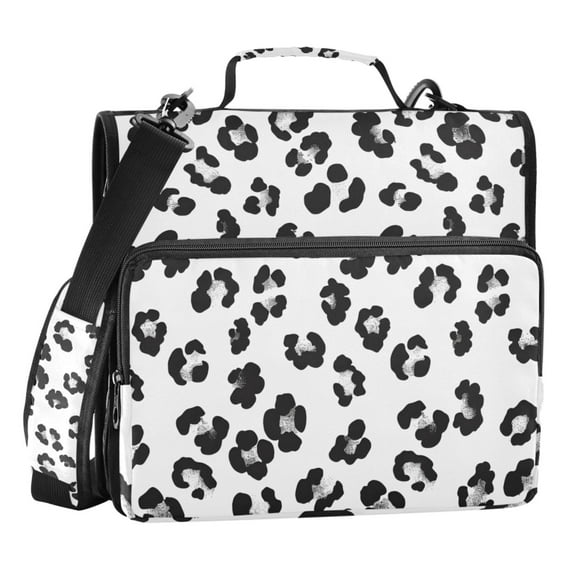 ALAZA Zipper Binder Leopard Pattern White 3 Ring Trapper Keeper File Folder Organizer Bag