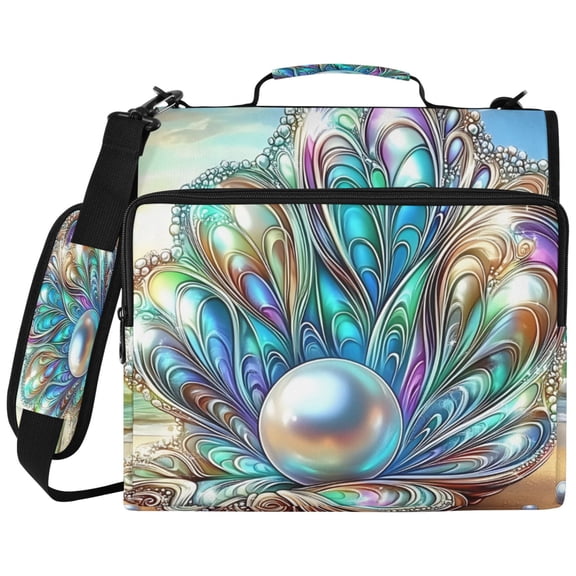 ALAZA Zipper Binder Magic Shells on Beach Pattern 2 inch 3 Ring 500 Sheet Capacity Trapper Keeper File Folder Organizer Bag