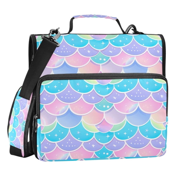 ALAZA Zipper Binder Mermaid Scales 3 Ring Trapper Keeper File Folder Organizer Bag