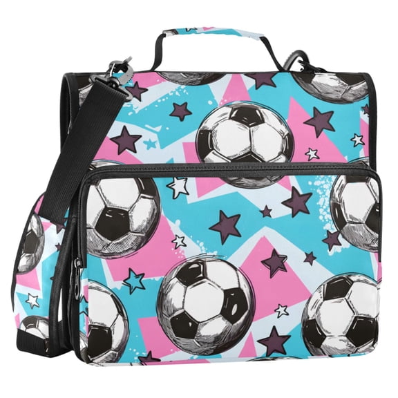 ALAZA Zipper Binder Modern Football Stars 2 in 3 Ring Trapper Keeper 500 Sheet Capacity File Folder Organizer Bag