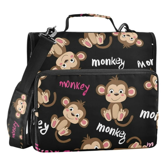 ALAZA Zipper Binder Monkey Cute 3 Ring Trapper Keeper File Folder Organizer Bag