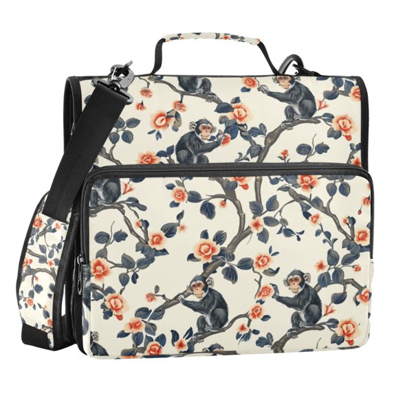 ALAZA Zipper Binder Monkey on Branches 3 Ring Trapper Keeper File Folder Organizer Bag