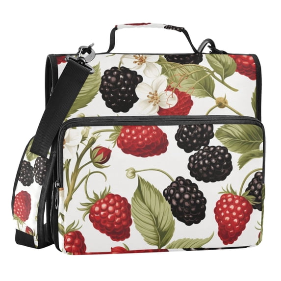 ALAZA Zipper Binder Mulberries Fruits 3 Ring Trapper Keeper File Folder Organizer Bag