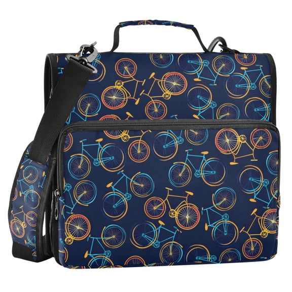 ALAZA Zipper Binder Neon Bicycle 2 in 3 Ring Trapper Keeper 500 Sheet Capacity File Folder Organizer Bag