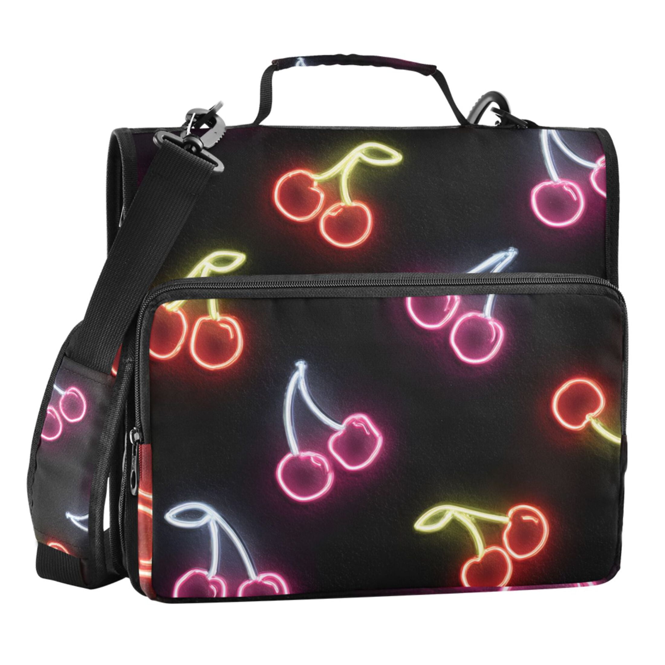 ALAZA Zipper Binder Neon Cherry 3 Ring Trapper Keeper File Folder Organizer Bag