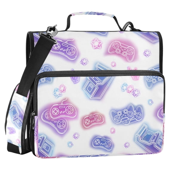 ALAZA Zipper Binder Neon Game Controller 2 in 3 Ring Trapper Keeper 500 Sheet Capacity File Folder Organizer Bag