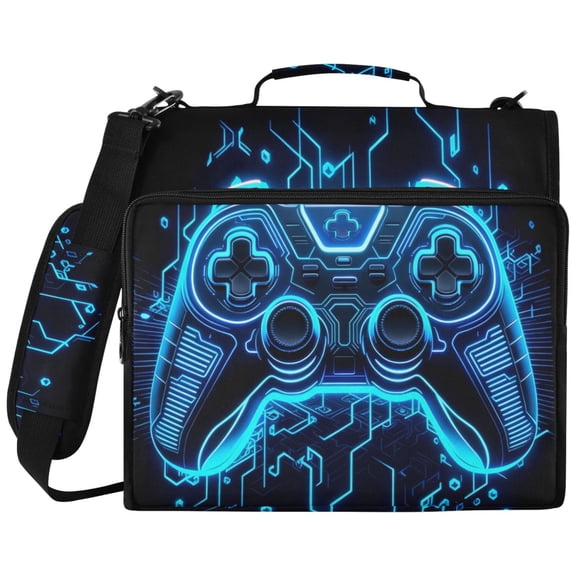 ALAZA Zipper Binder Neon Game Controller Cool Pattern 2 inch 3 Ring 500 Sheet Capacity Trapper Keeper File Folder Organizer Bag