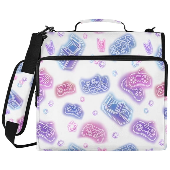 ALAZA Zipper Binder Neon Game Controller Pattern 2 inch 3 Ring 500 Sheet Capacity Trapper Keeper File Folder Organizer Bag