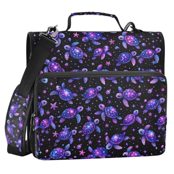 ALAZA Zipper Binder Neon Turtles 2 in 3 Ring Trapper Keeper 500 Sheet Capacity File Folder Organizer Bag