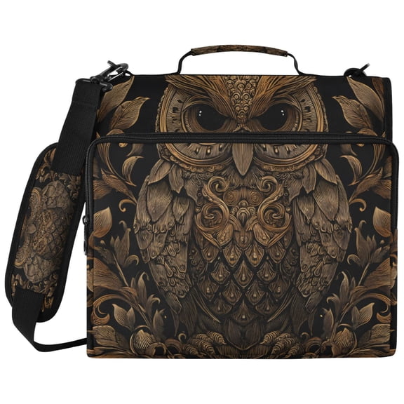 ALAZA Zipper Binder Owl Retro Pattern 2 inch 3 Ring 500 Sheet Capacity Trapper Keeper File Folder Organizer Bag
