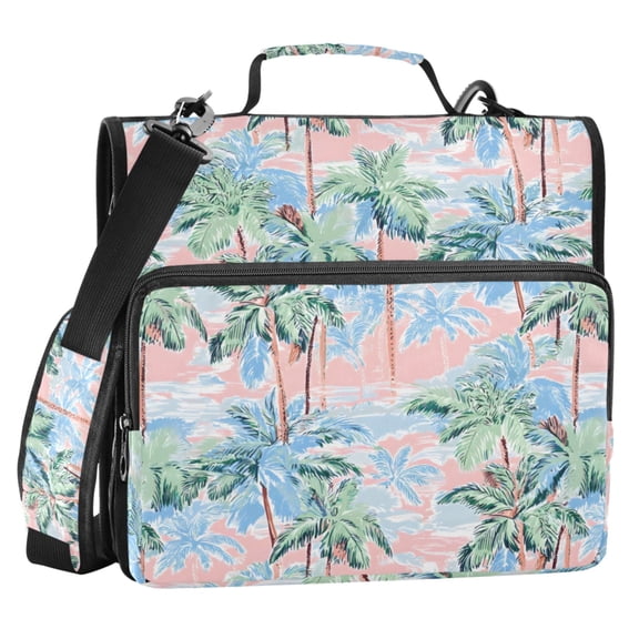 ALAZA Zipper Binder Palm Tree Retro 2 in 3 Ring Trapper Keeper 500 Sheet Capacity File Folder Organizer Bag