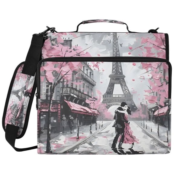 ALAZA Zipper Binder Paris Street Pattern 2 inch 3 Ring 500 Sheet Capacity Trapper Keeper File Folder Organizer Bag