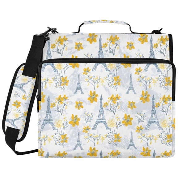 ALAZA Zipper Binder Paris Towels Floral Pattern 2 inch 3 Ring 500 Sheet Capacity Trapper Keeper File Folder Organizer Bag