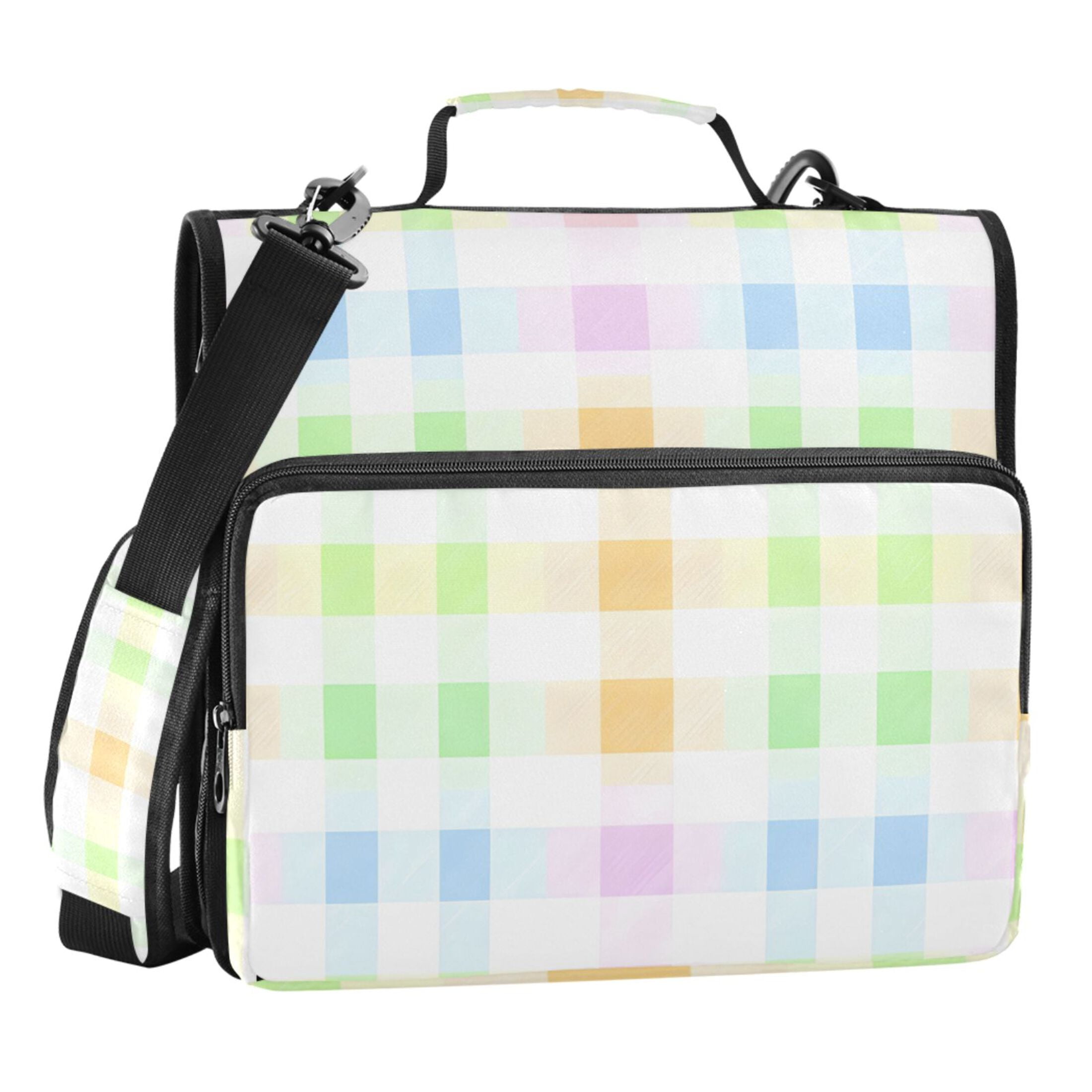 ALAZA Zipper Binder Pastel Checkered 3 Ring Trapper Keeper File Folder Organizer Bag