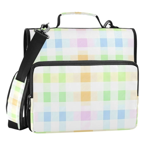 ALAZA Zipper Binder Pastel Checkered 3 Ring Trapper Keeper File Folder Organizer Bag