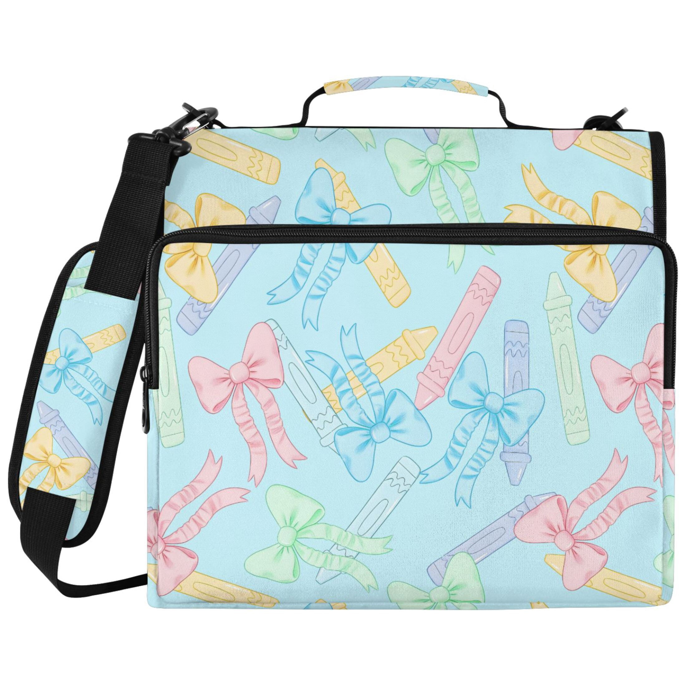 ALAZA Zipper Binder Pencil and Bows Pattern 2 inch 3 Ring 500 Sheet Capacity Trapper Keeper File Folder Organizer Bag