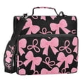 thumbnail image 1 of ALAZA Zipper Binder Pink Bows 1.5 inch 3 Ring Trapper Keeper 500 Sheet Capacity File Folder School Organizer, 1 of 8