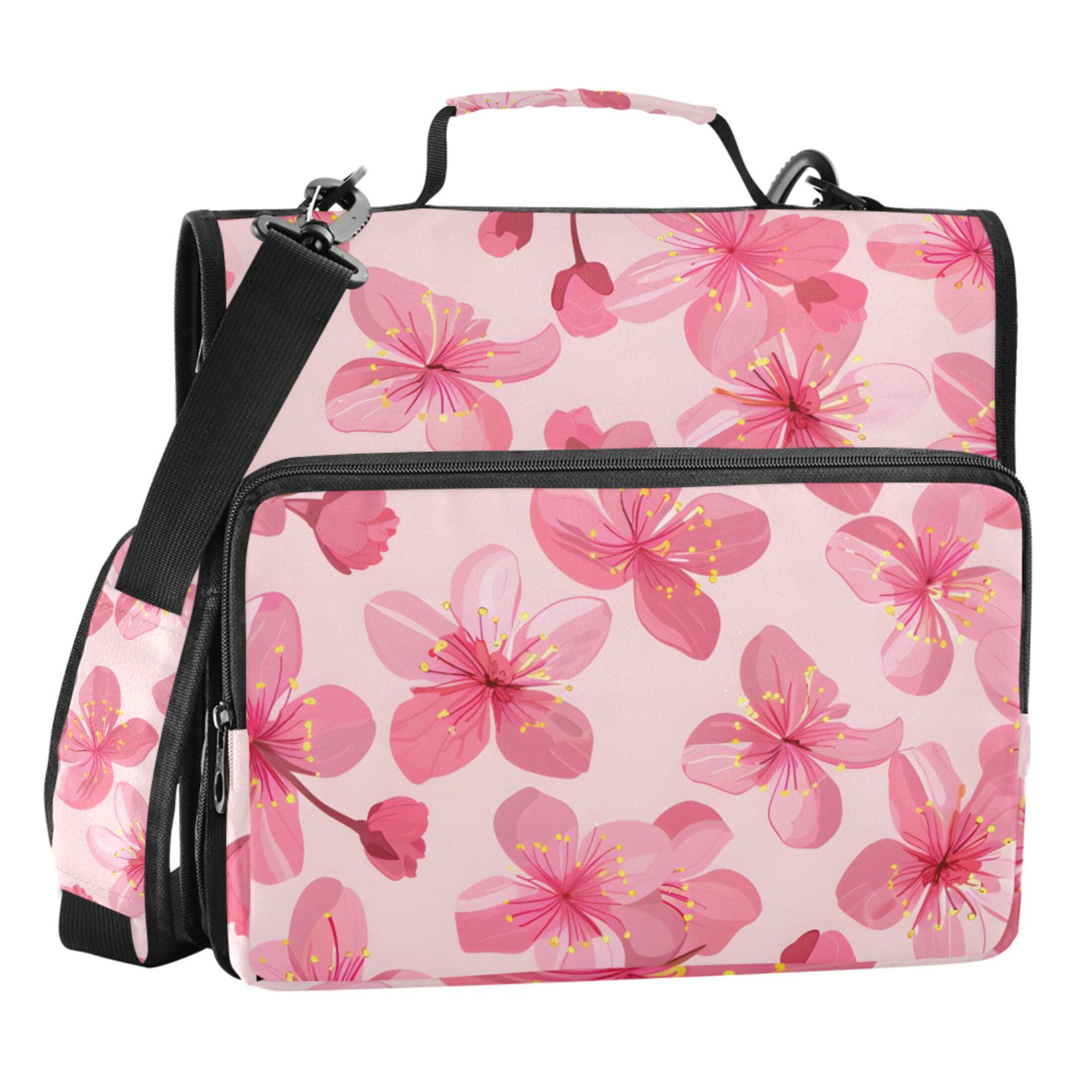 ALAZA Zipper Binder Pink Cherry Blossoms Flower 3 Ring Trapper Keeper File Folder Organizer Bag