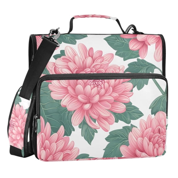 ALAZA Zipper Binder Pink Chrysanthemum Flower 3 Ring Trapper Keeper File Folder Organizer Bag