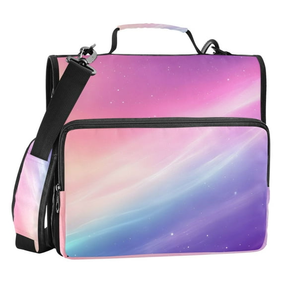 ALAZA Zipper Binder Pink Gradient Starry 3 Ring Trapper Keeper File Folder Organizer Bag