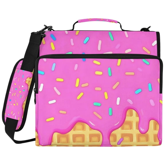 ALAZA Zipper Binder Pink Ice Cream Pattern 2 inch 3 Ring 500 Sheet Capacity Trapper Keeper File Folder Organizer Bag