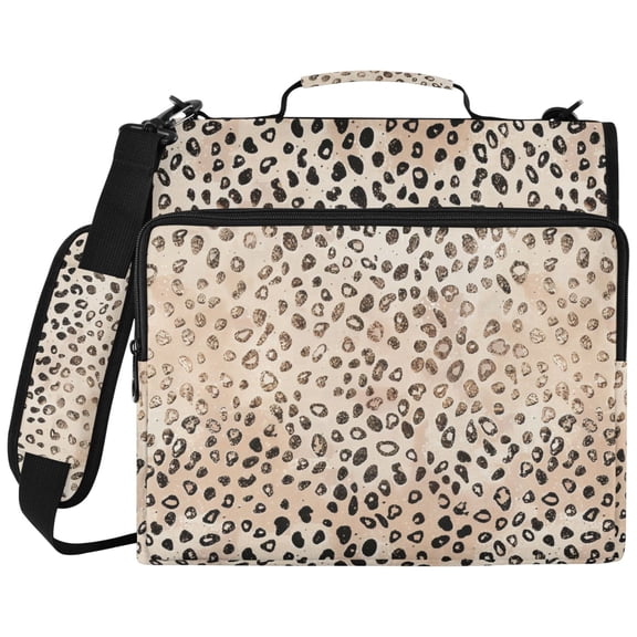 ALAZA Zipper Binder Plain Cheetah Glitter Pattern 2 inch 3 Ring 500 Sheet Capacity Trapper Keeper File Folder Organizer Bag